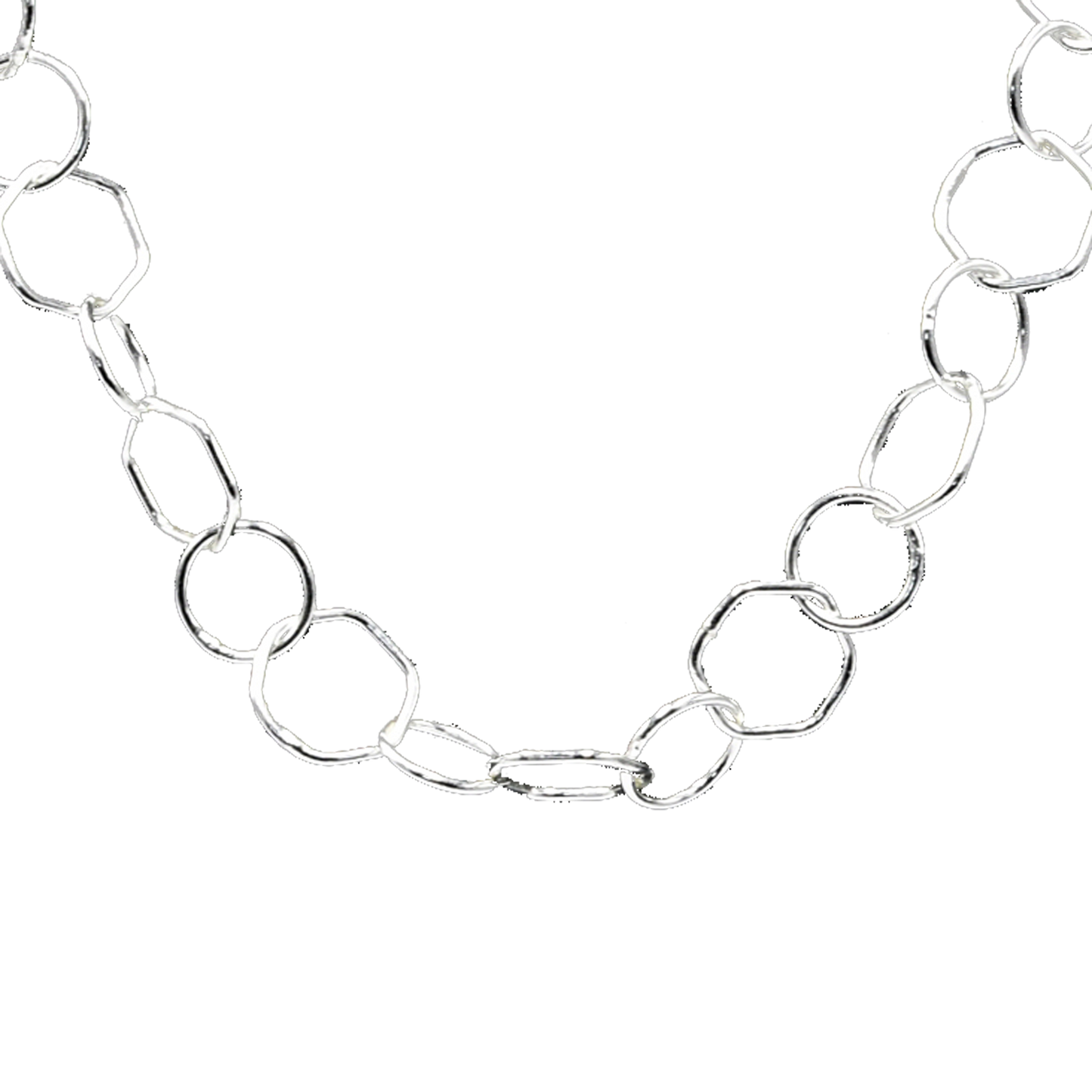 Hexagon Brass Silver Plated Chain - DeKulture DKW-1145-SLC