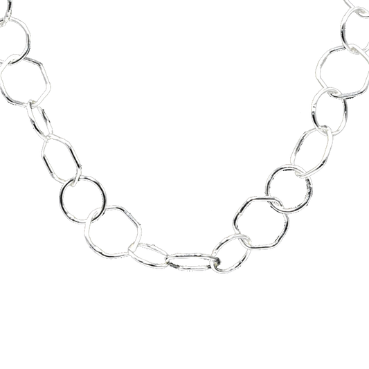 Hexagon Brass Silver Plated Chain - DeKulture DKW-1145-SLC