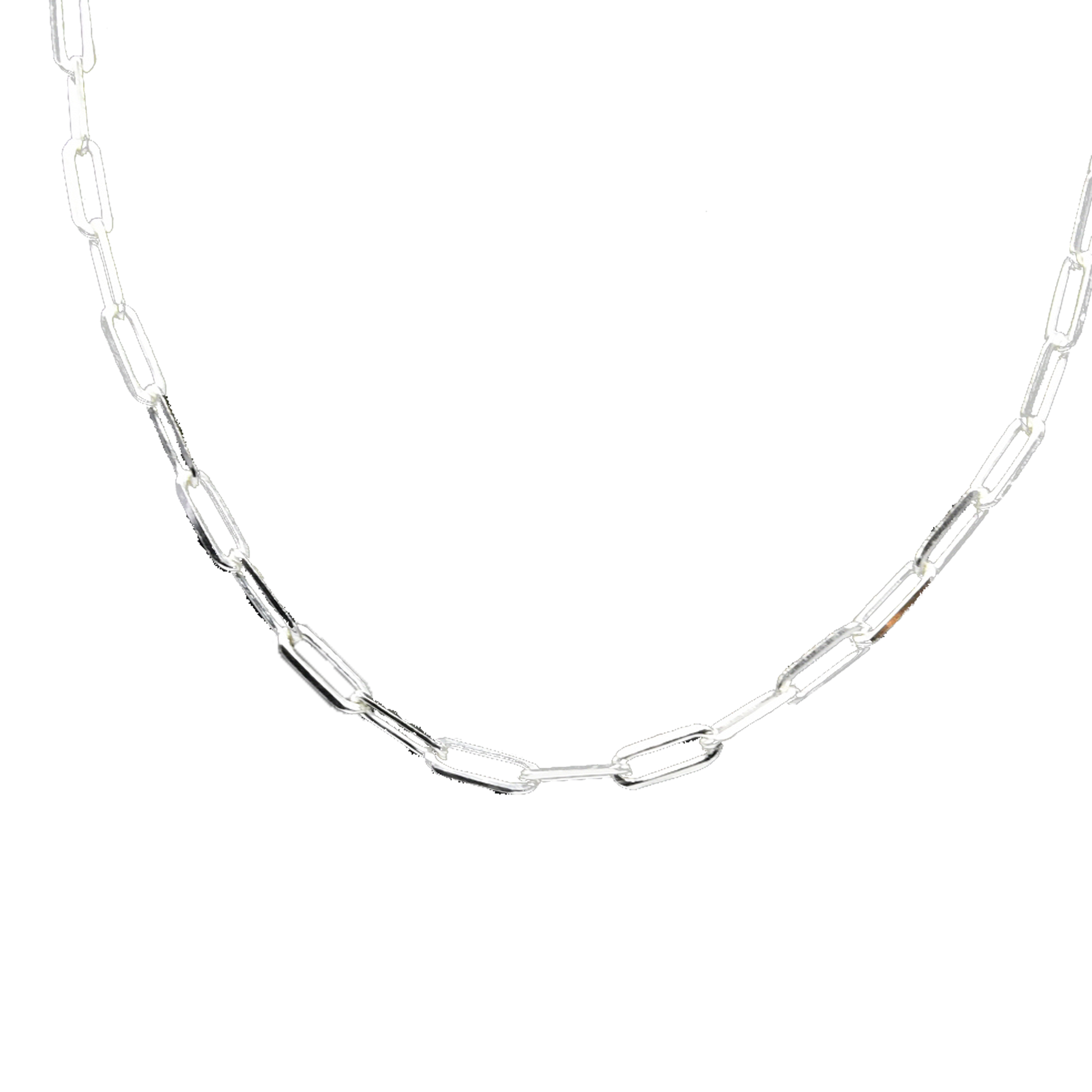 Big Paper Clip Brass Silver Plated Chain - DeKulture DKW-1149-SLC