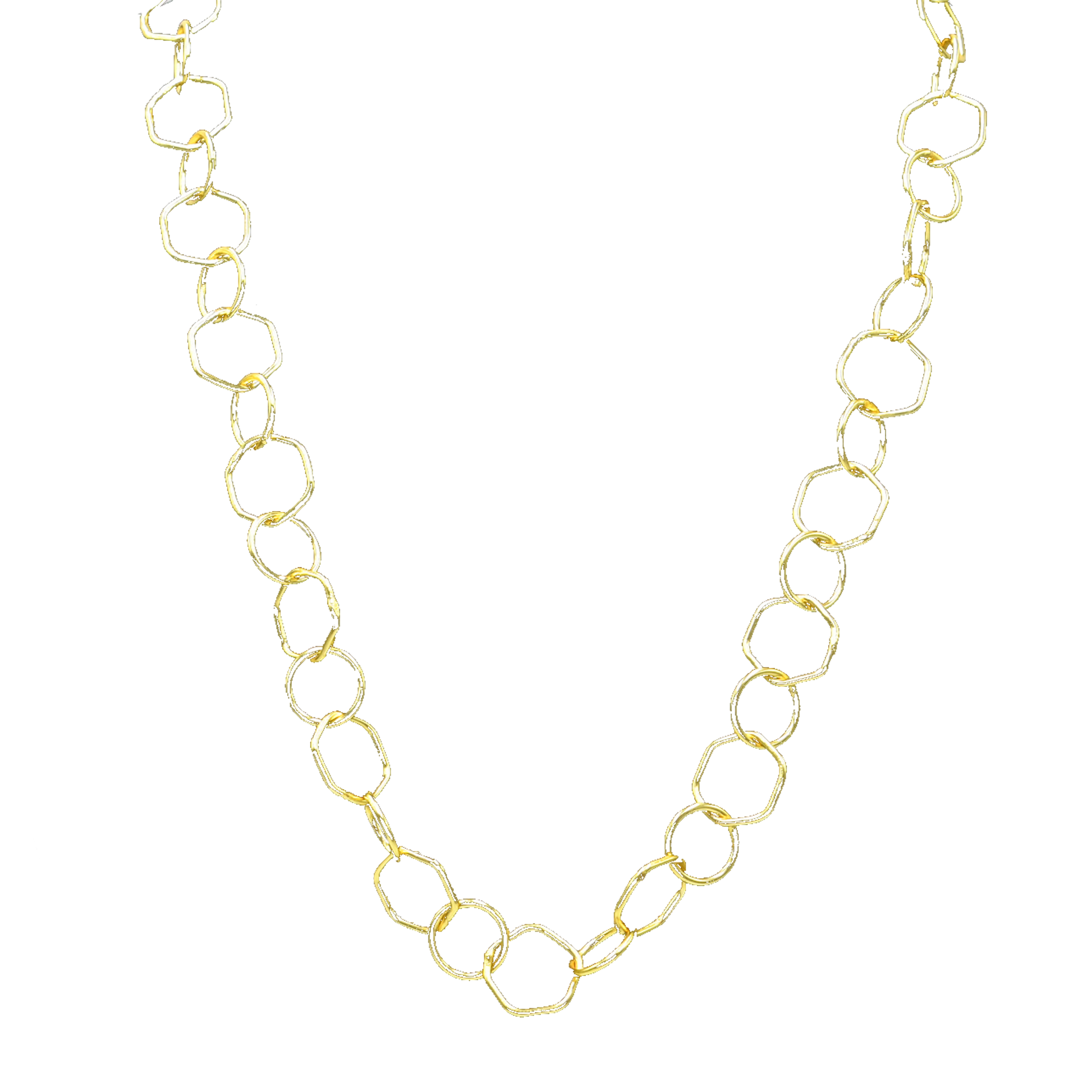 Hexagon Brass Gold Plated Chain - DeKulture DKW-1160-GLC