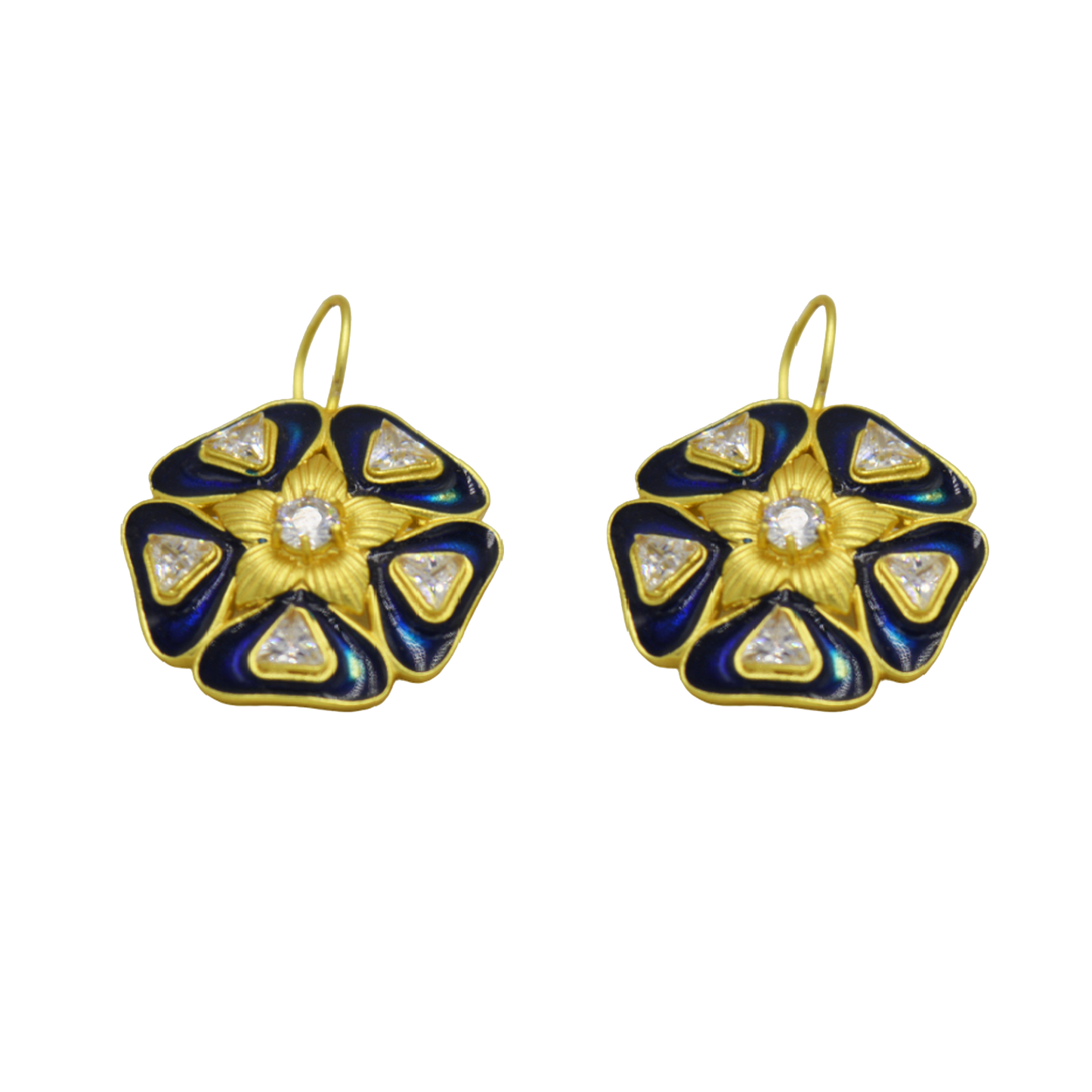 Enameled Stylized flower earrings Flash Gold Plated - DeKulture DKW-1444-SEJ
