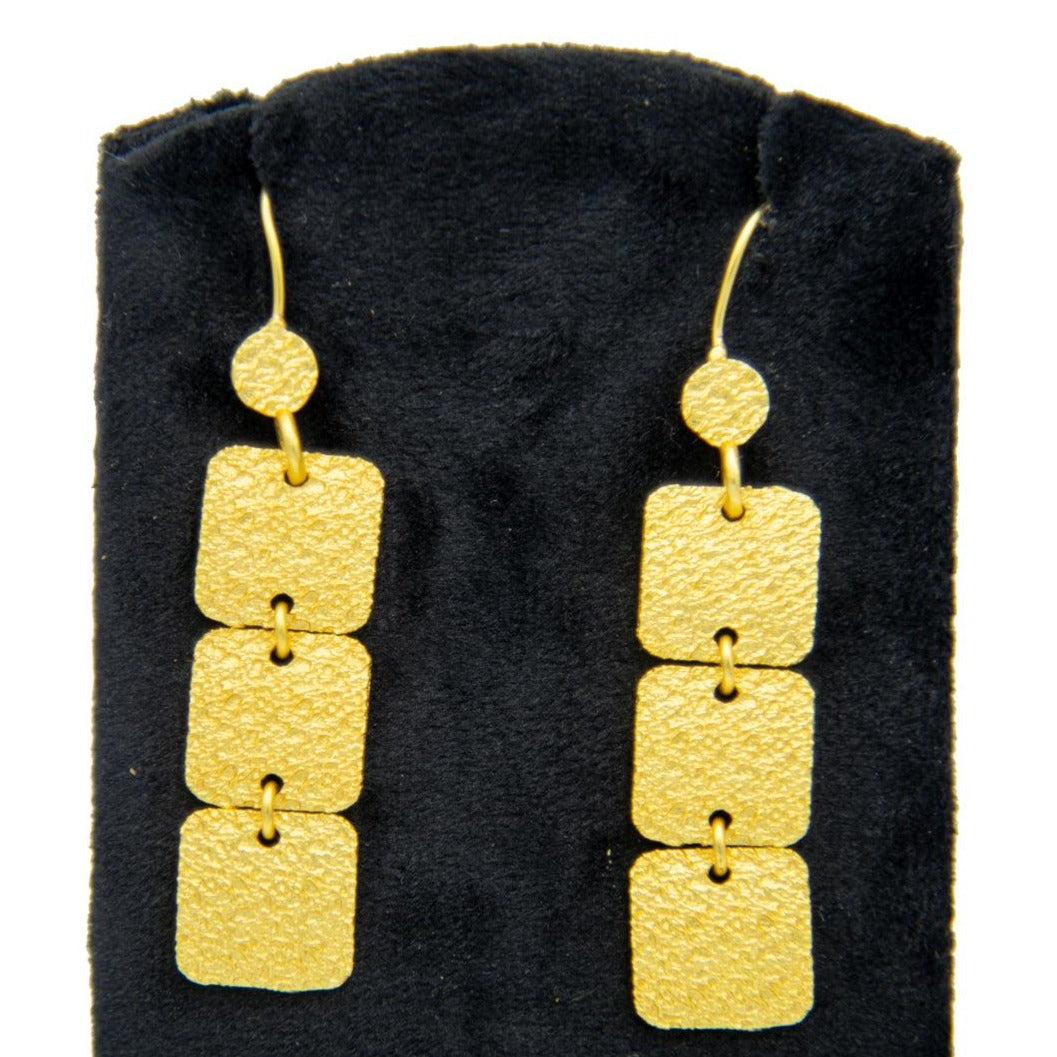 3 Tiles Brass Dangle Earring - DeKulture DKW-1425-SEJ