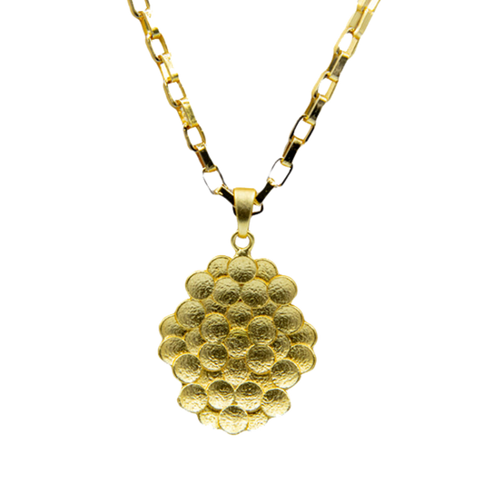 Bee Hive Hammered Brass Pendant - DeKulture DKW-1504-NKJ