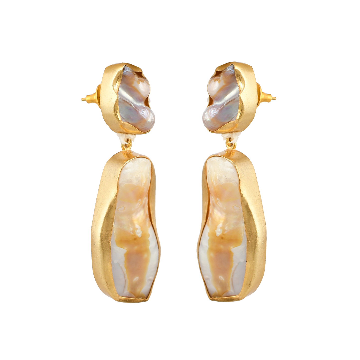 Baroque Pearl Rough Gemstone Stud Earring - DeKulture DKW-1043-SEJ