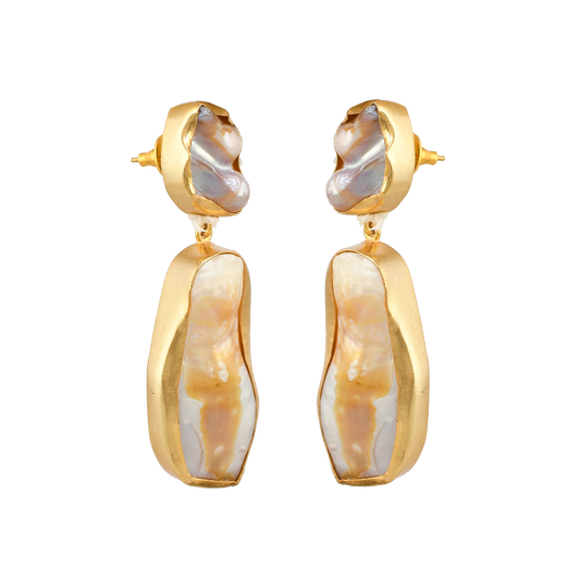 Baroque Pearl Rough Gemstone Stud Earring - DeKulture DKW-1043-SEJ