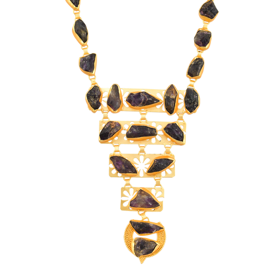 Amethyst Rough Gemstone Necklace Fashion jewelry - DeKulture DKW-1049-NKJ
