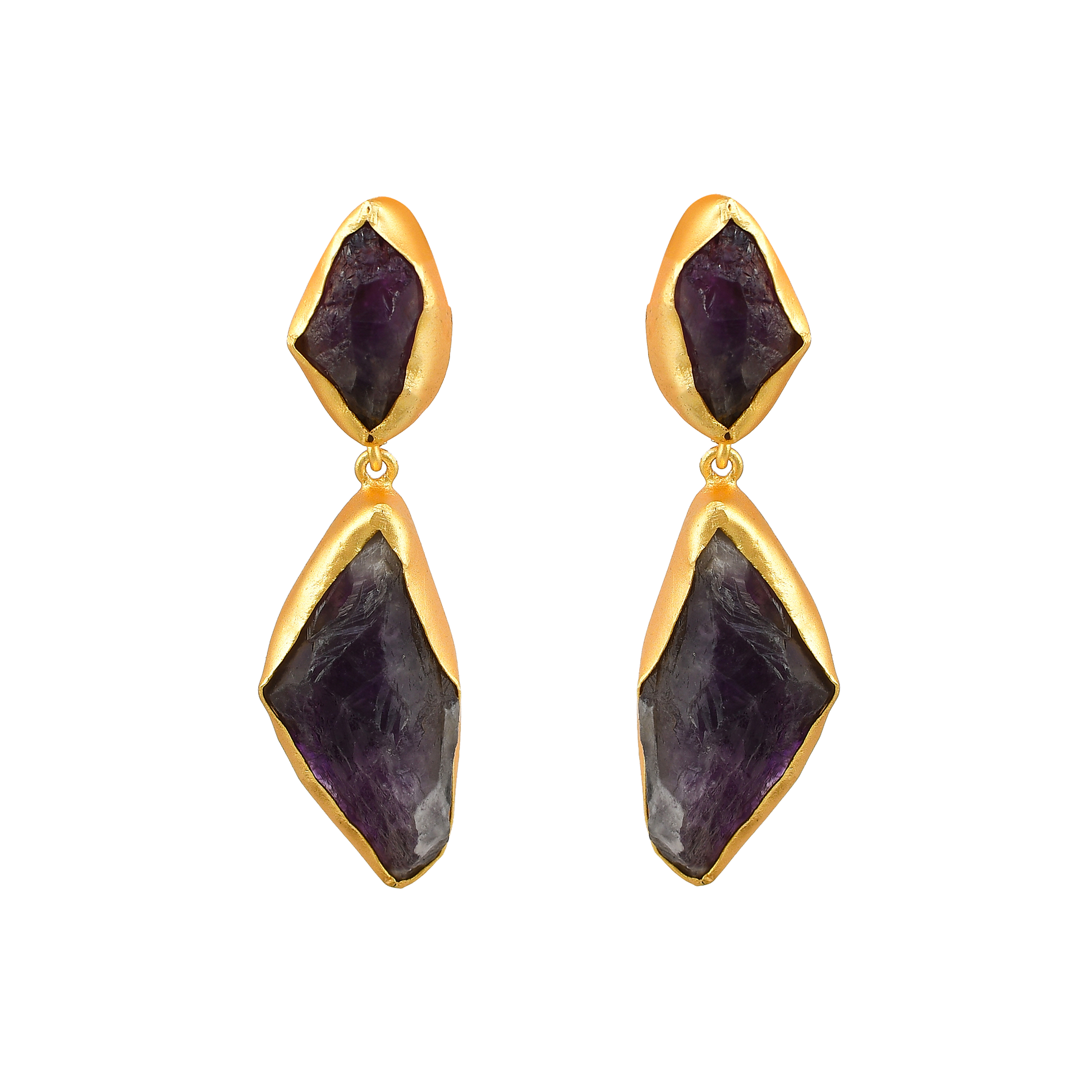 Amethyst Rough Gemstone Stud Earring - DeKulture DKW-1051-SEJ