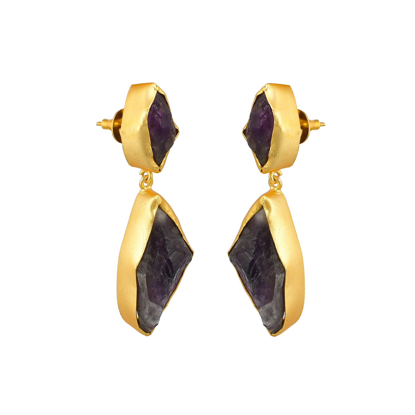 Amethyst Rough Gemstone Stud Earring - DeKulture DKW-1051-SEJ