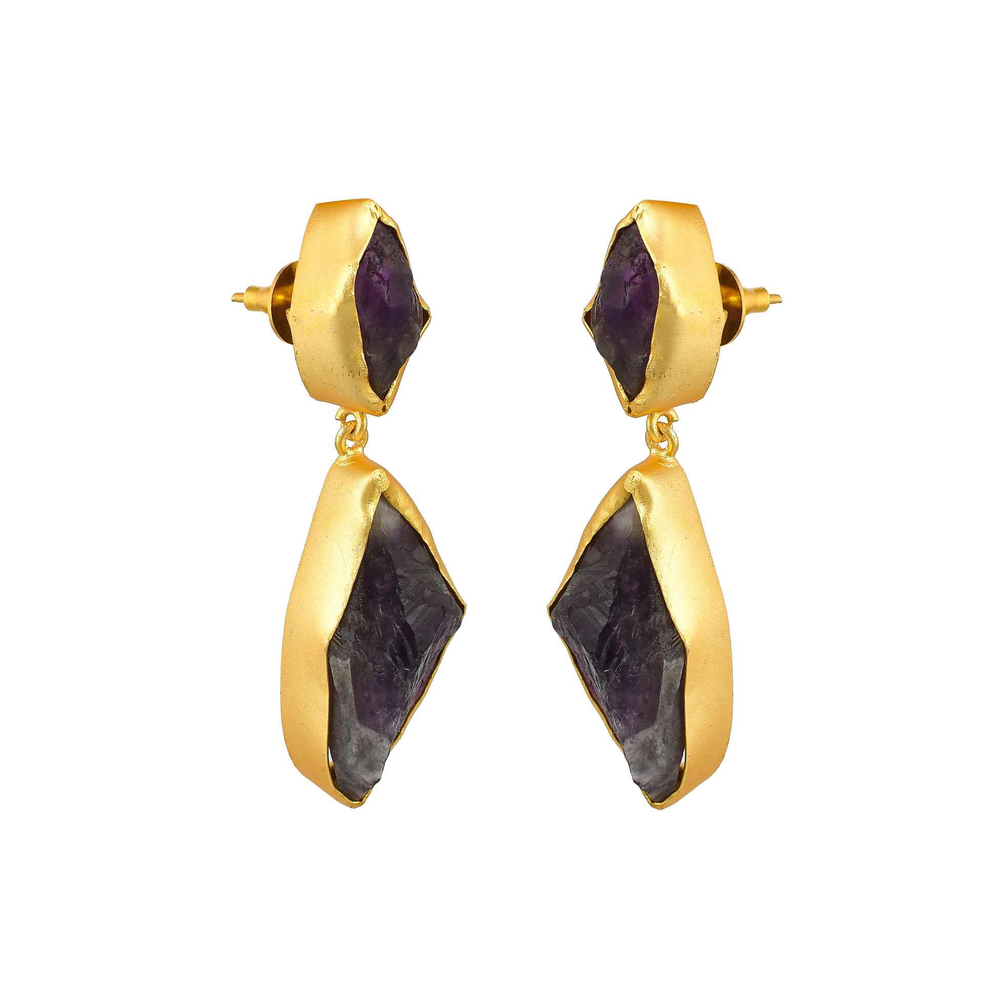 Amethyst Rough Gemstone Stud Earring - DeKulture DKW-1051-SEJ