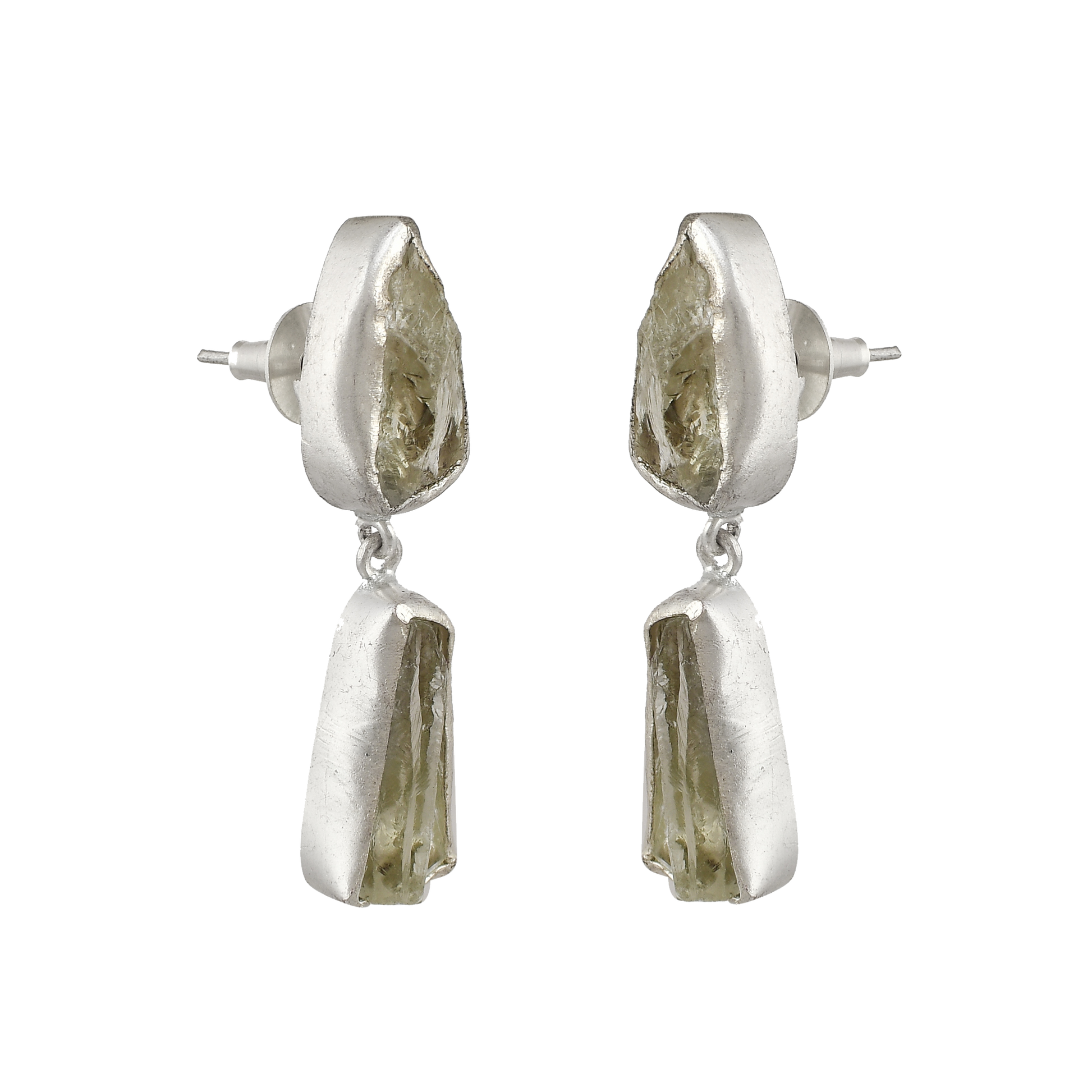 Crystal Quartz Rough Gemstone Stud Earring - DeKulture DKW-1062-SEJ