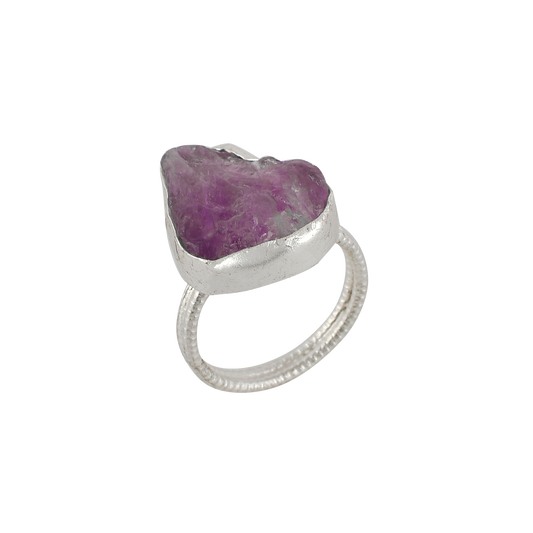Amethyst Rough Gemstone Adjustable Ring - DeKulture DKW-1065-RGJ