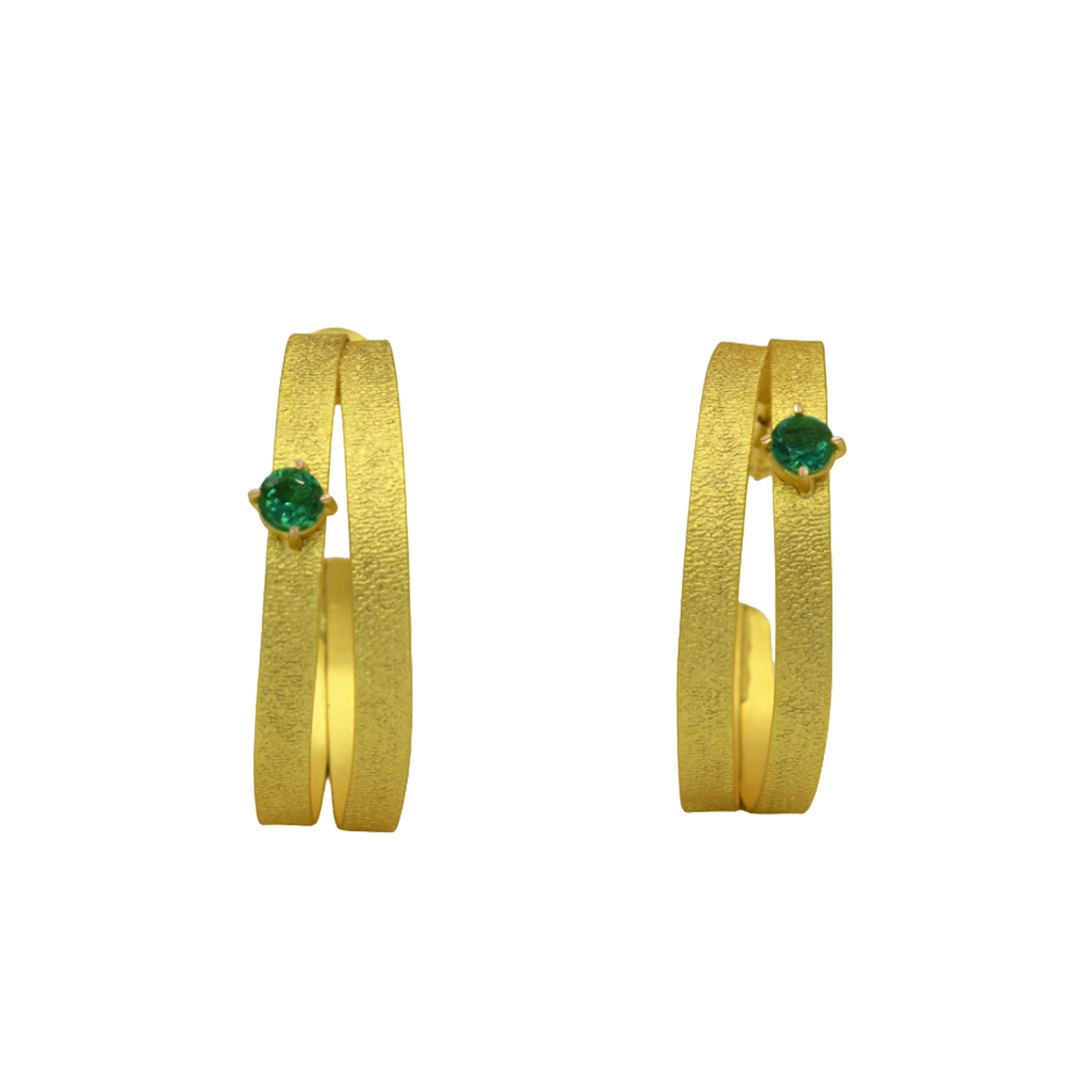 Dual Line Gemstone Gold Plated Stud Earring - DeKulture DKW-1288-SEJ