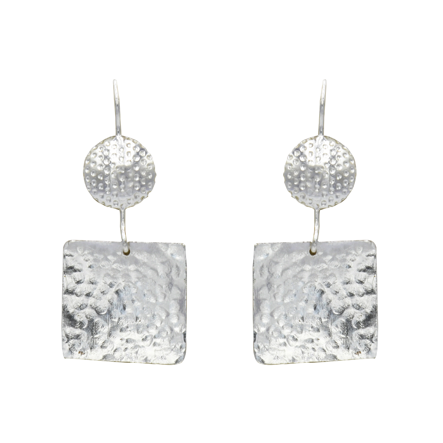 Hammered Designer Silver Dangle Earring - DeKulture DKW-1315-SEJ