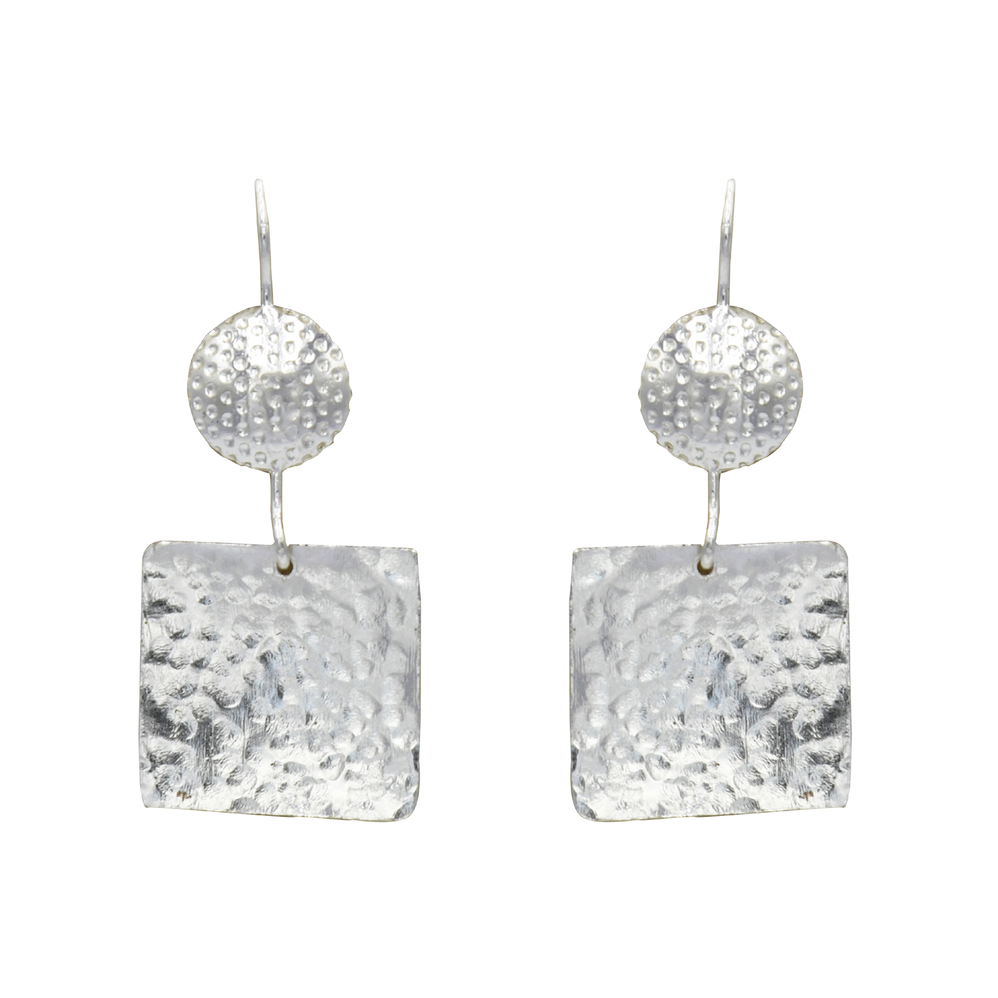 Hammered Designer Silver Dangle Earring - DeKulture DKW-1315-SEJ