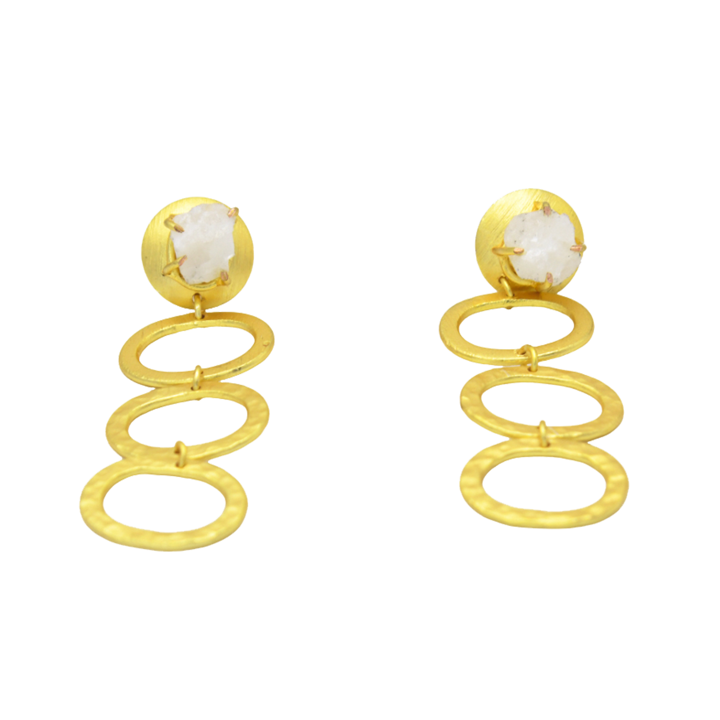 Gemstone Hammered Stud Earring - DeKulture DKW-1319-SEJ