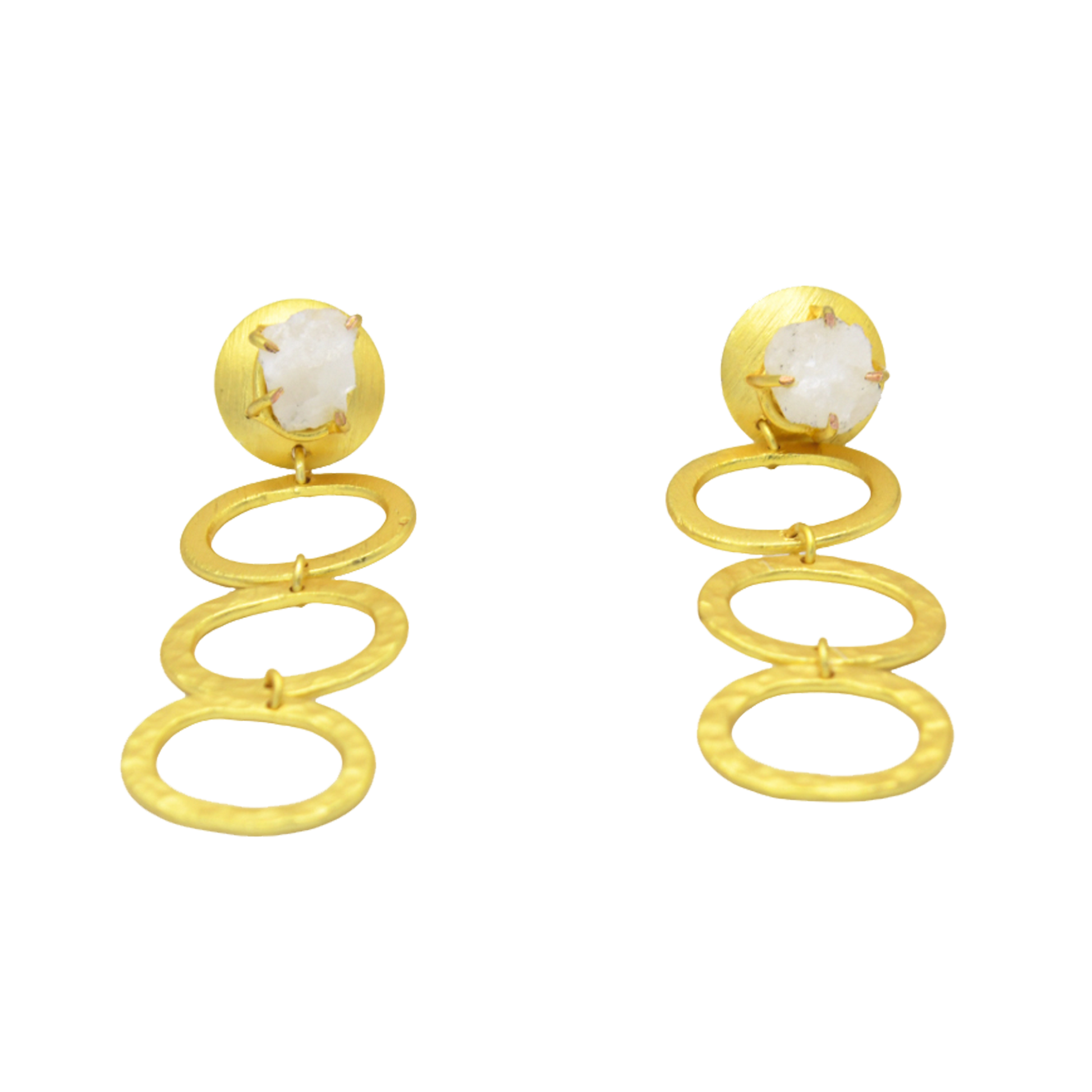 Gemstone Hammered Stud Earring - DeKulture DKW-1319-SEJ