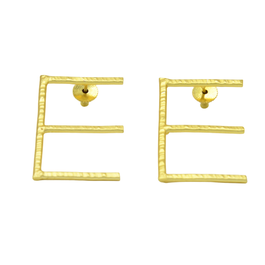 English Alphabet "E" Brass Earring - DeKulture DKW-1341-SEJ