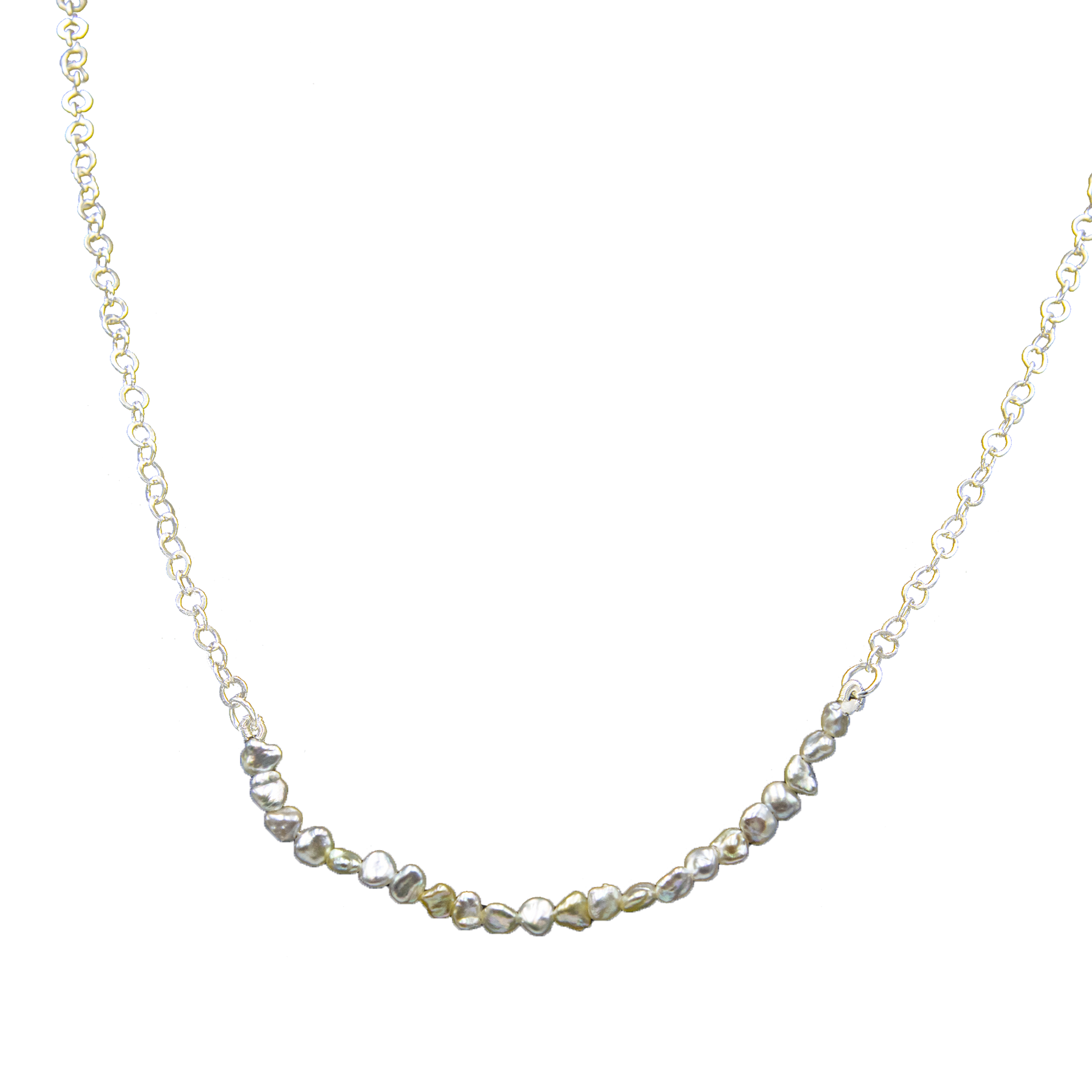Freshwater Pearl Silver Plated Chain Necklace - DeKulture DKW-1483-NKJ
