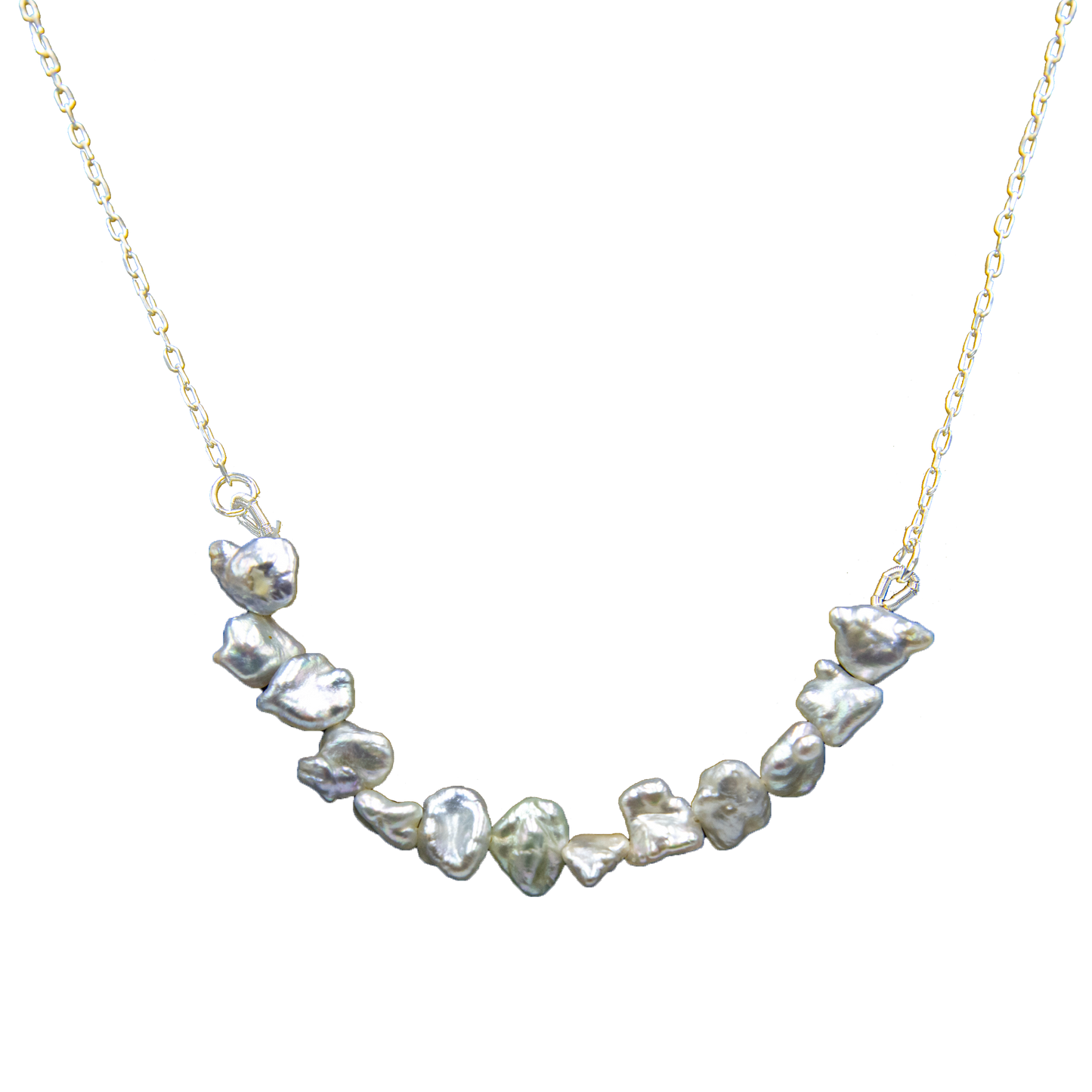 Baroque Pearl Silver Plated Chain Necklace - DeKulture DKW-1484-NKJ