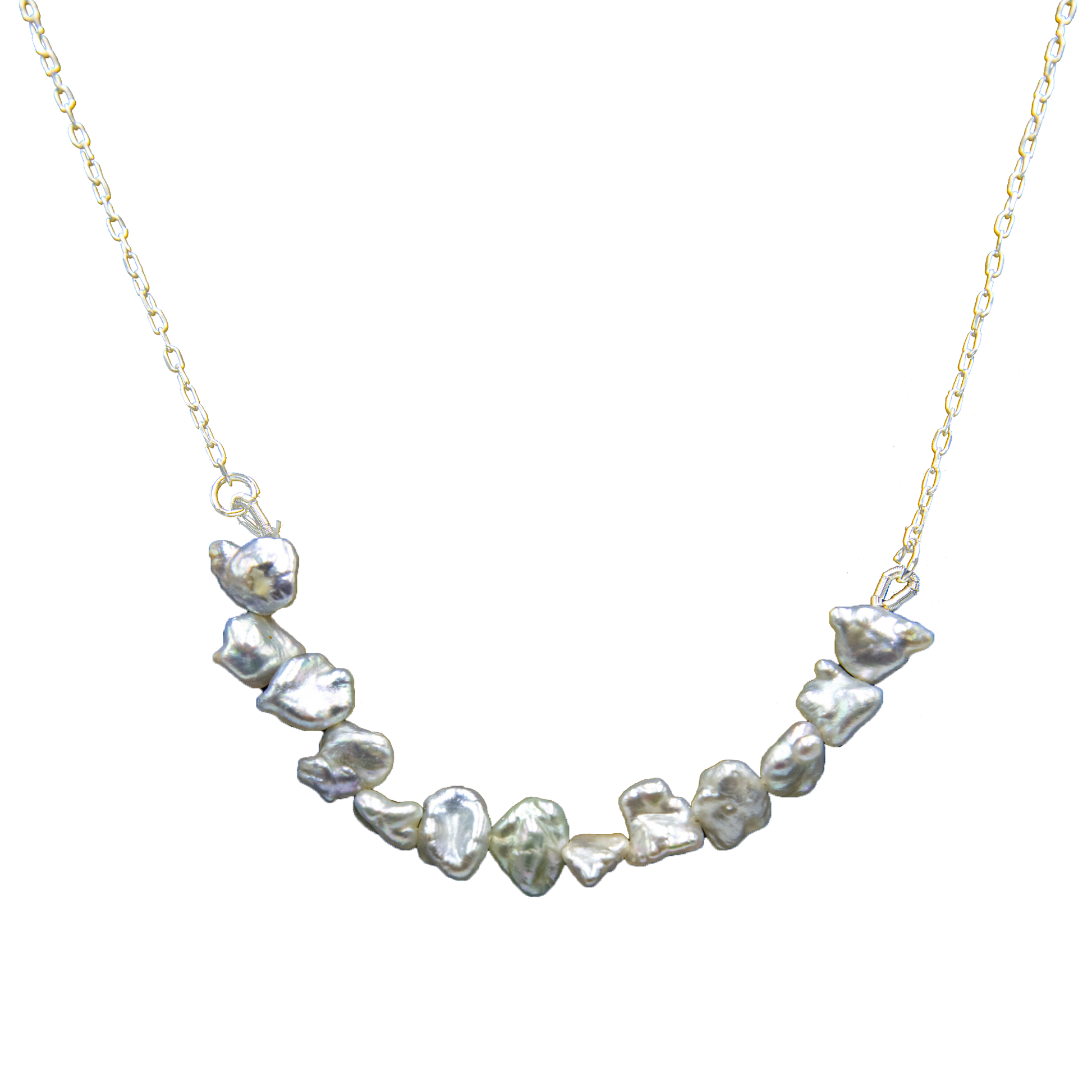 Baroque Pearl Silver Plated Chain Necklace - DeKulture DKW-1484-NKJ