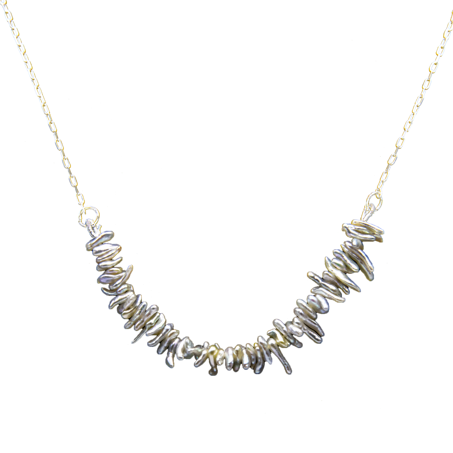 Biwa Pearl Silver Chain Necklace - DeKulture DKW-1485-NKJ