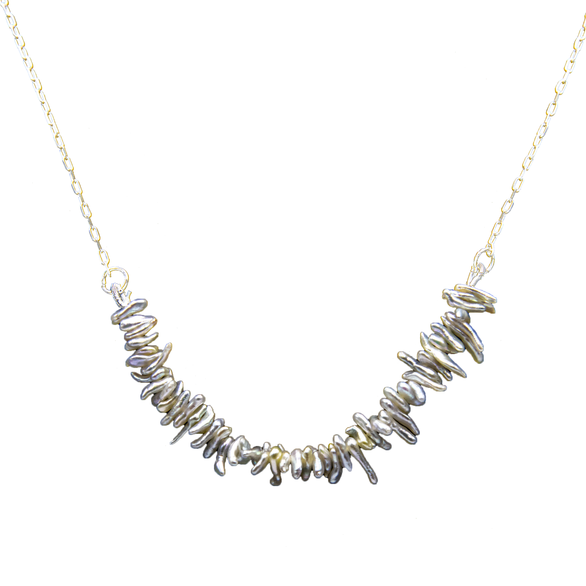 Biwa Pearl Silver Chain Necklace - DeKulture DKW-1485-NKJ