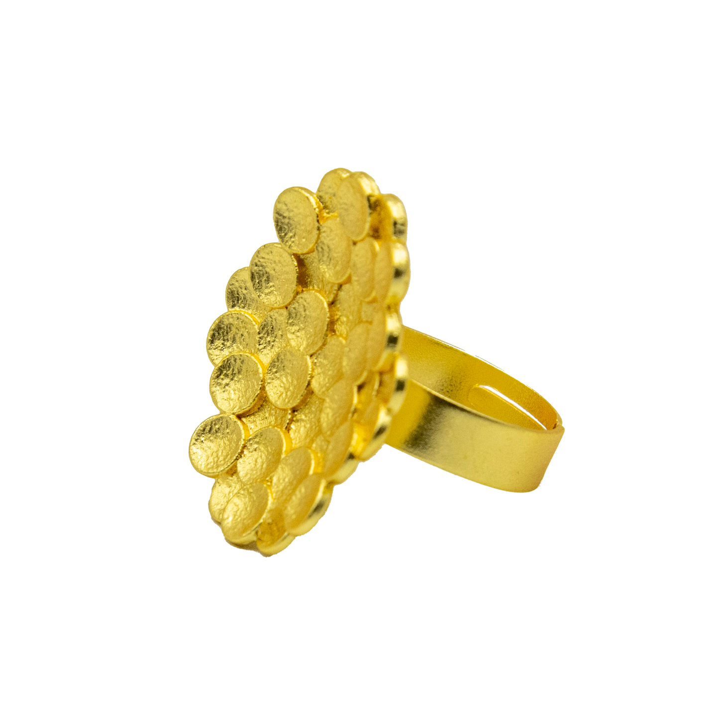 Bee Hive Hammered Brass Adjustable Ring - DeKulture DKW-1503-RGJ