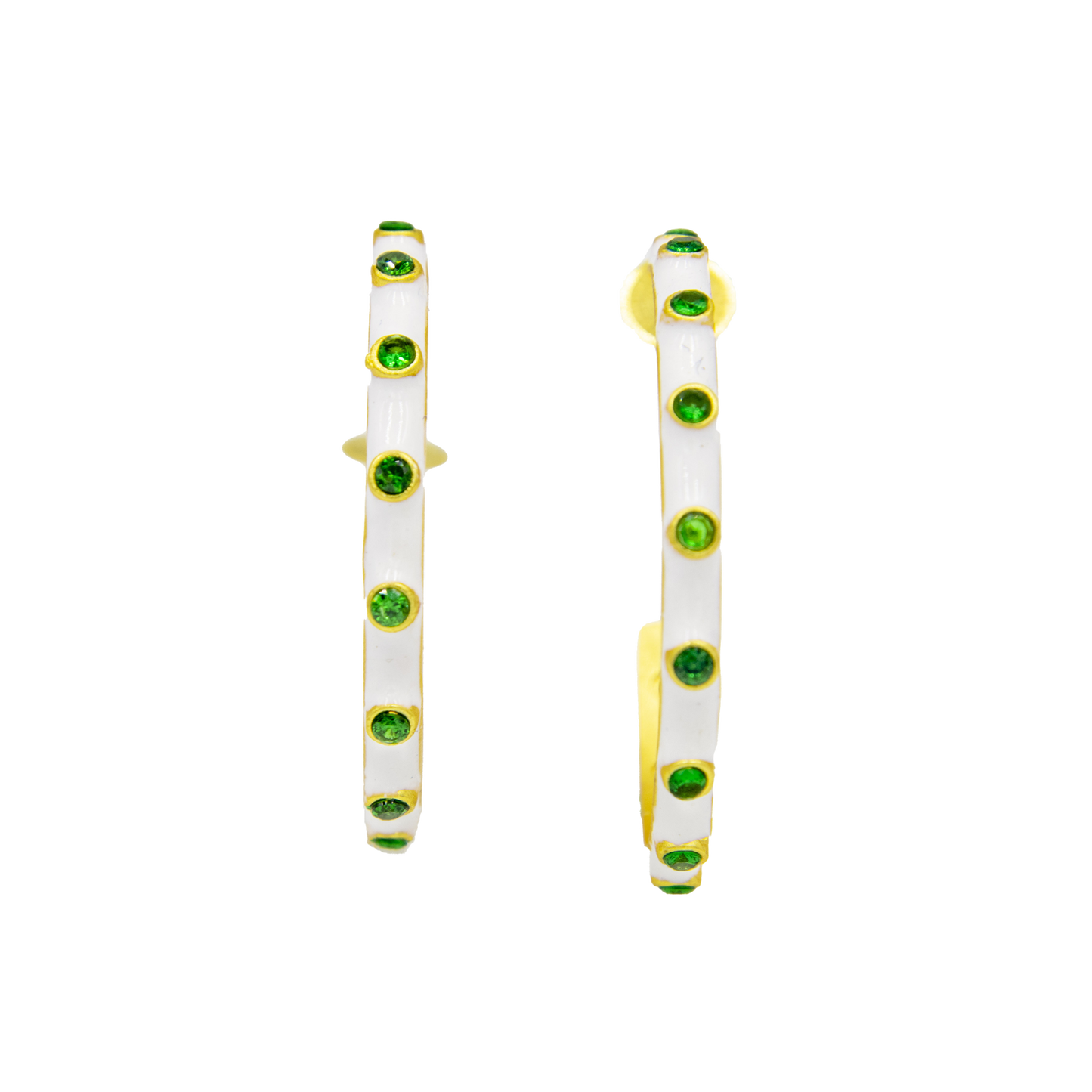 CZ with White Enamel Hoop Brass Stud Earring - DeKulture DKW-1523-SEJ