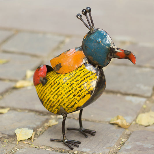 Recycled Bird With Crest Figurine