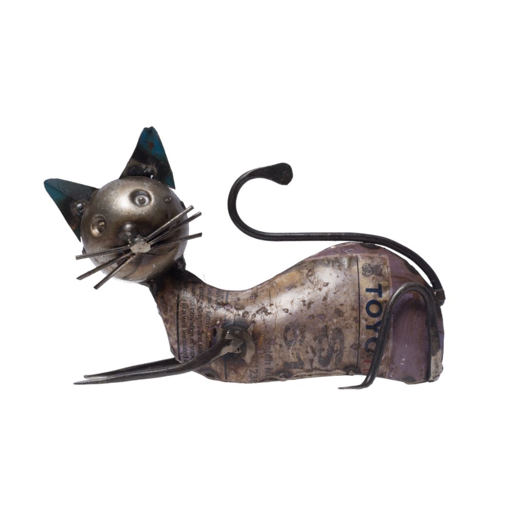 Recycled Sitting Cat Figurine
