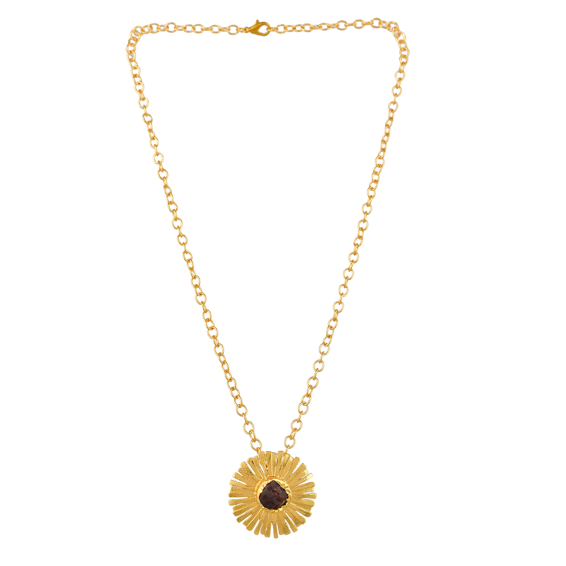 Amethyst Brass Flash Gold Plating Floral Stud Earring - DeKulture DKW-820-E