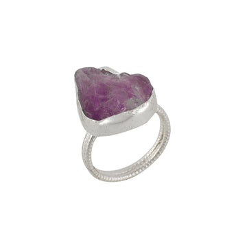 Amethyst Rough Gemstone Adjustable Ring - DeKulture DKW-1065-RGJ