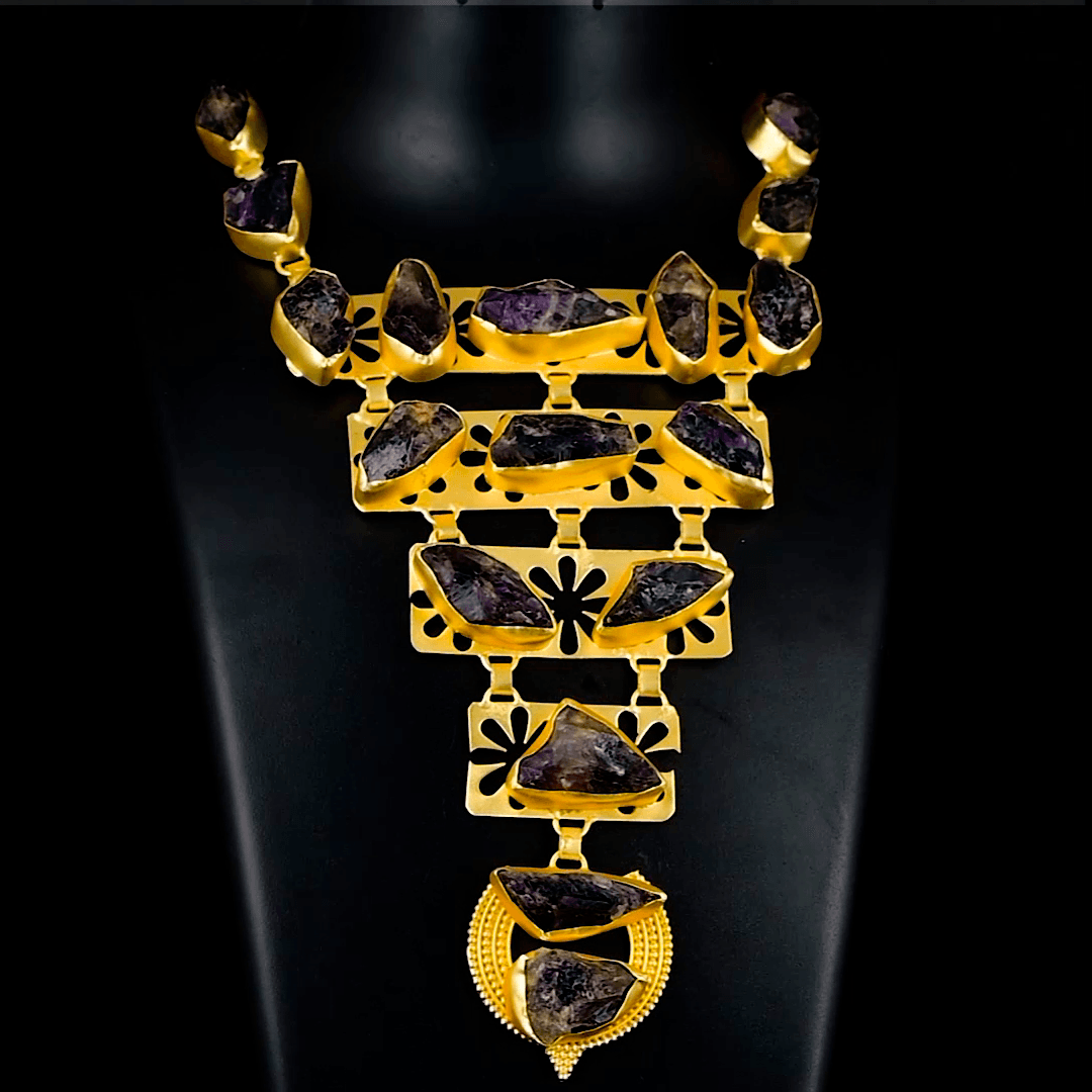 Amethyst Rough Gemstone Necklace Fashion jewelry - DeKulture DKW-1049-NKJ