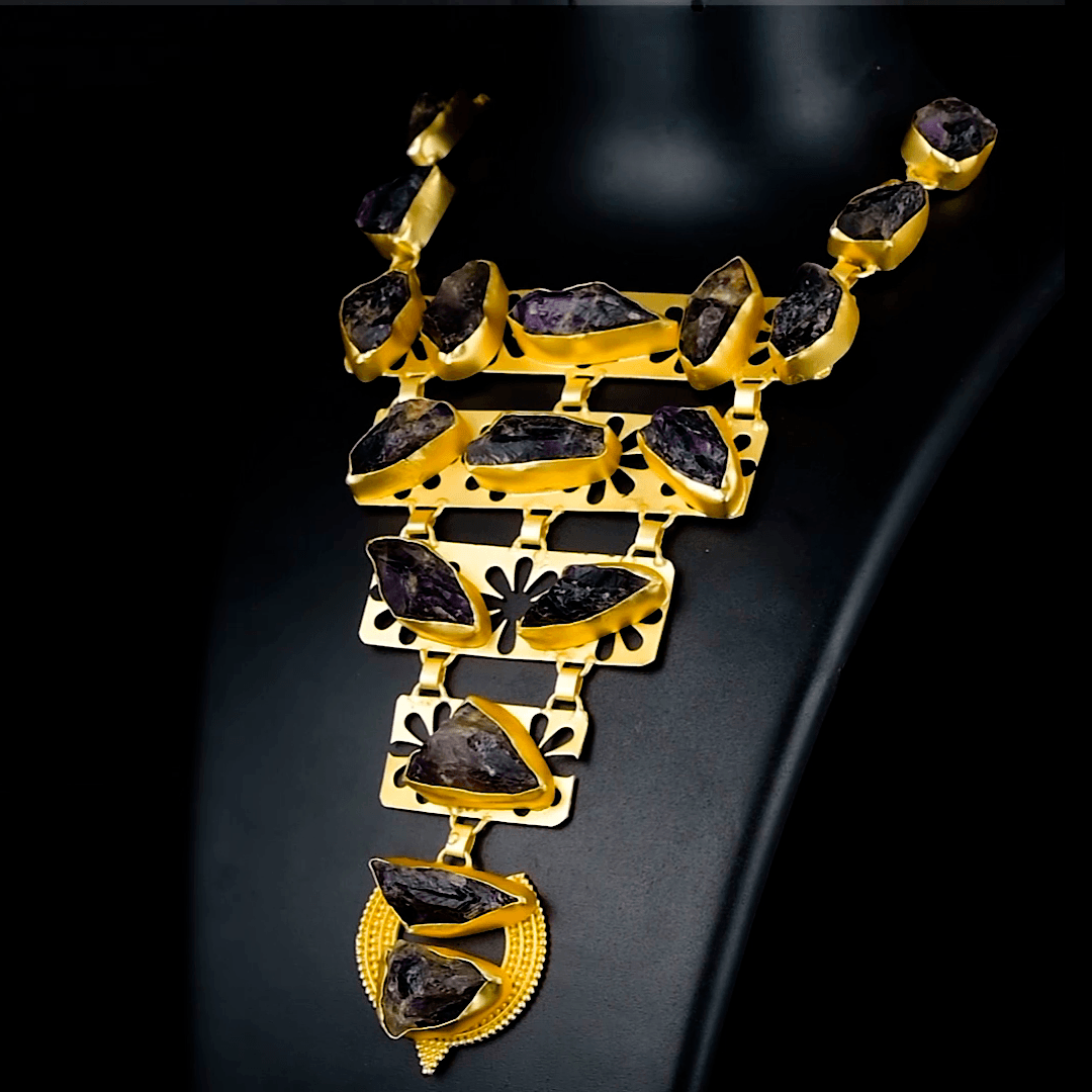 Amethyst Rough Gemstone Necklace Fashion jewelry - DeKulture DKW-1049-NKJ