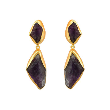 Amethyst Rough Gemstone Stud Earring - DeKulture DKW-1051-SEJ