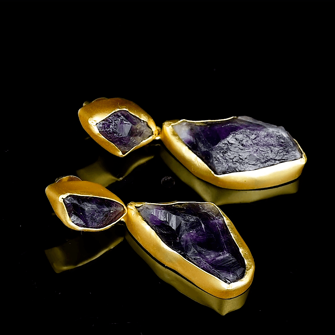 Amethyst Rough Gemstone Stud Earring - DeKulture DKW-1051-SEJ