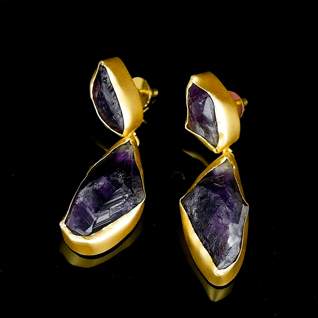 Amethyst Rough Gemstone Stud Earring - DeKulture DKW-1051-SEJ