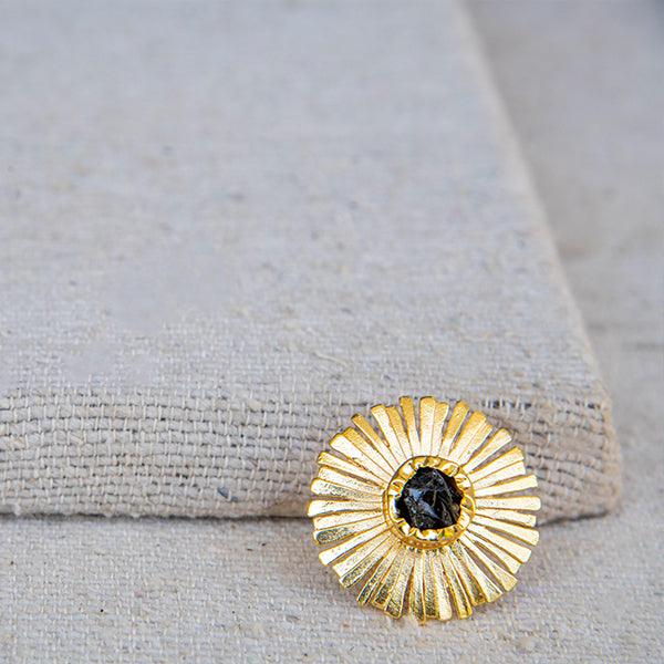 Aquamarine Brass Flash Gold Plating Floral Ring - DeKulture DKW-841-AR