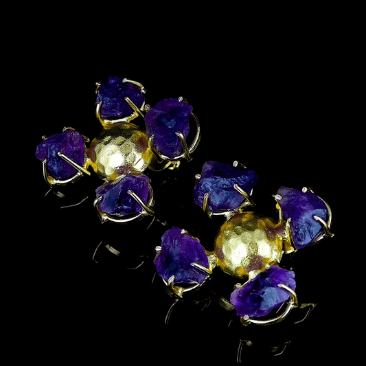 Aquamarine Brass Floral Stud Earring - DeKulture DKW-814-E