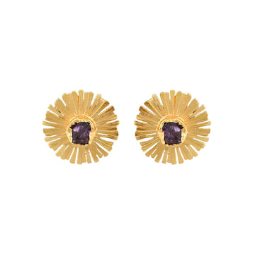 Aquamarine Floral Brass Stud Earring - DeKulture DKW-820-E
