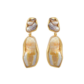 Baroque Pearl Rough Gemstone Stud Earring - DeKulture DKW-1043-SEJ