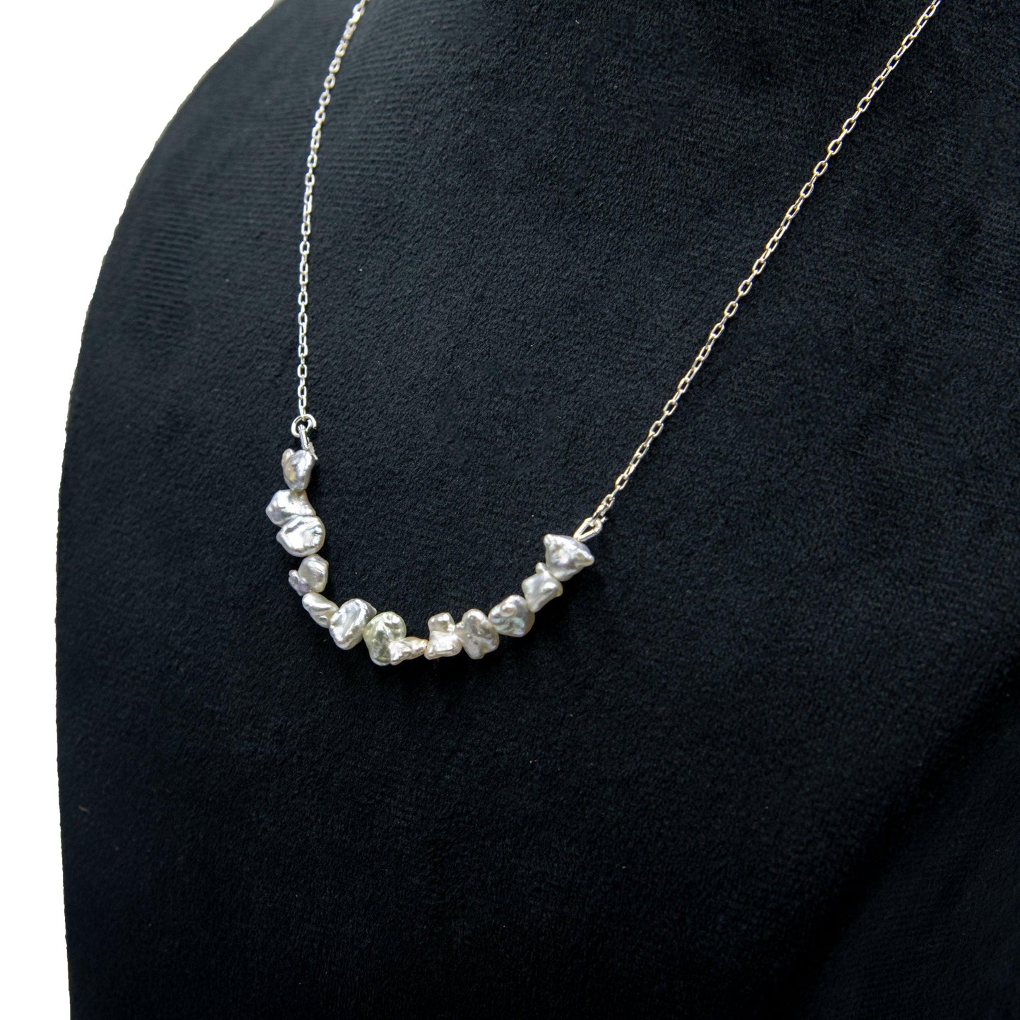 Baroque Pearl Silver Plated Chain Necklace - DeKulture DKW-1484-NKJ