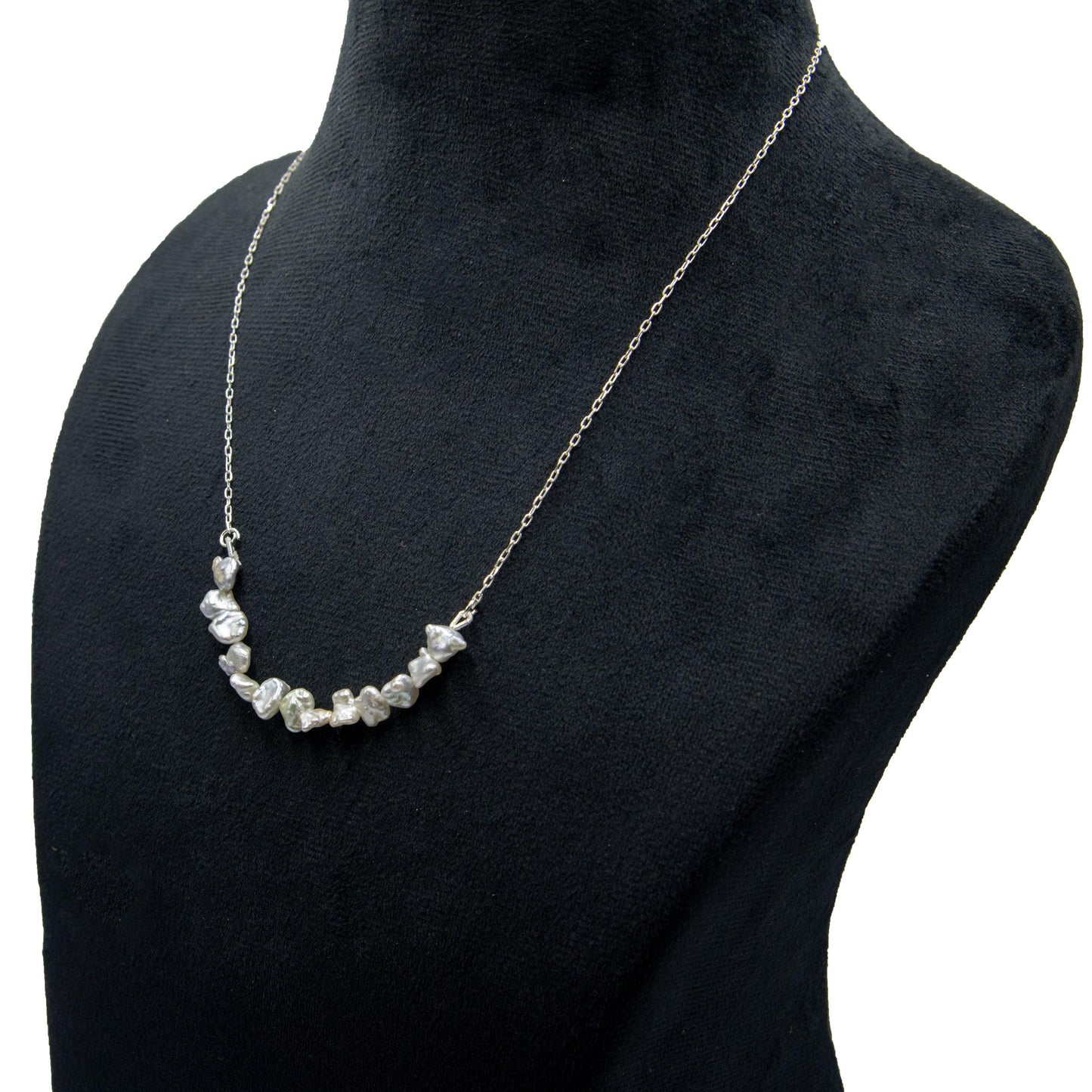 Baroque Pearl Silver Plated Chain Necklace - DeKulture DKW-1484-NKJ