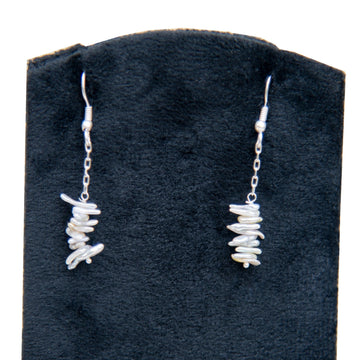 Biwa Pearl Dangler Silver Plated Hook Earring - DeKulture DKW-1465-SEJ