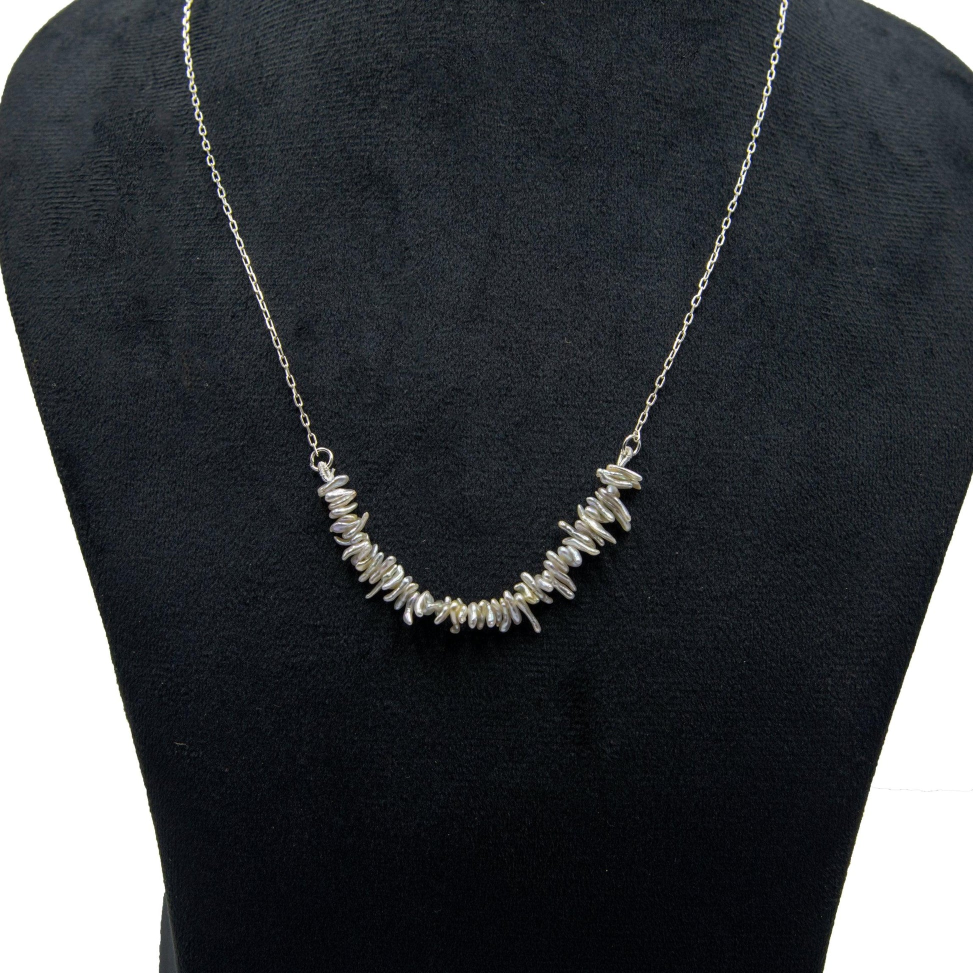 Biwa Pearl Silver Chain Necklace - DeKulture DKW-1485-NKJ