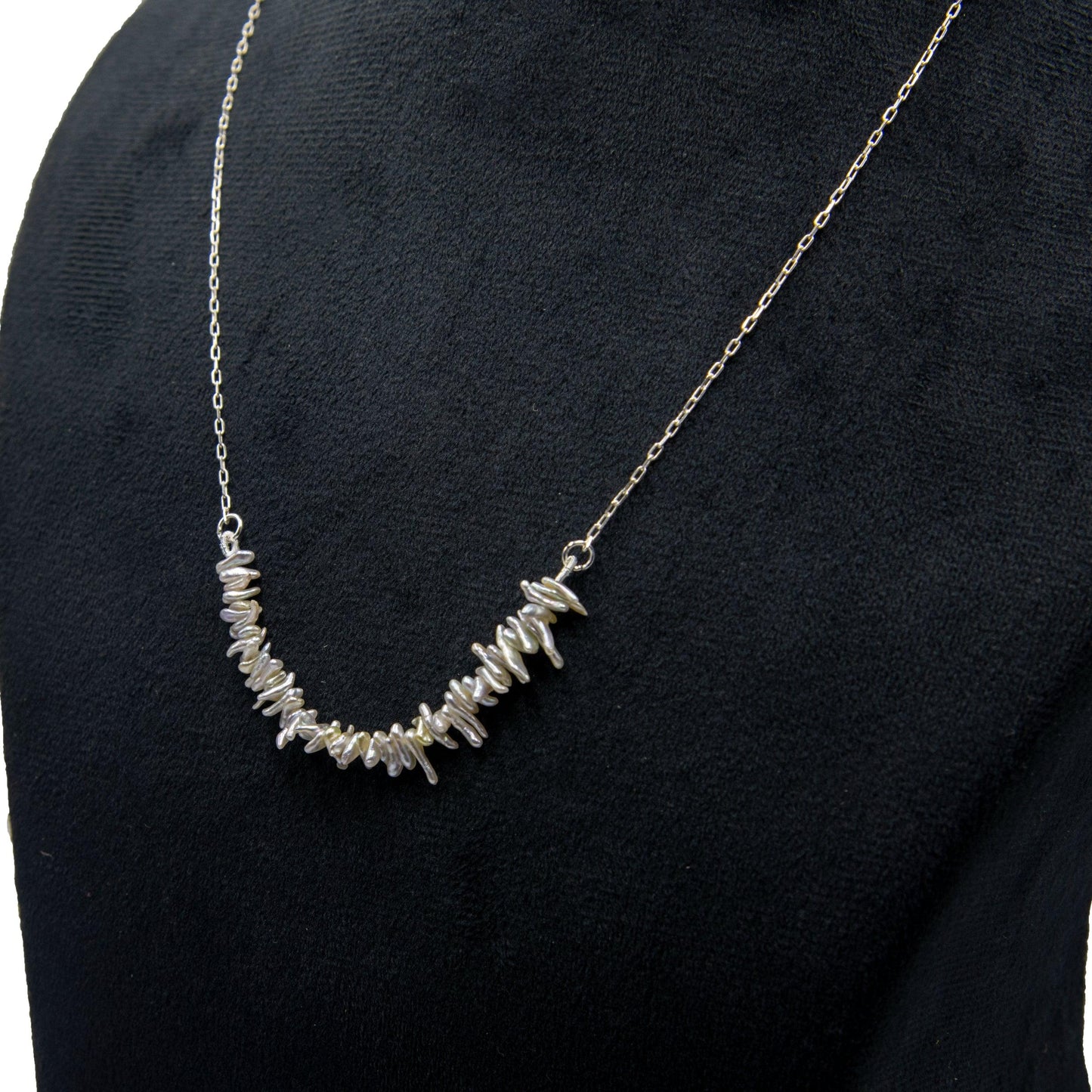 Biwa Pearl Silver Chain Necklace - DeKulture DKW-1485-NKJ