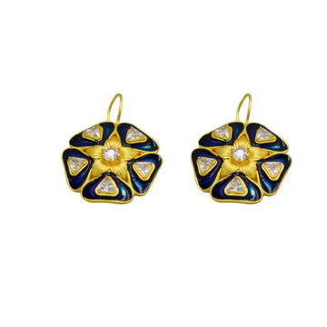 Enameled Stylized flower earrings Flash Gold Plated - DeKulture DKW-1444-SEJ