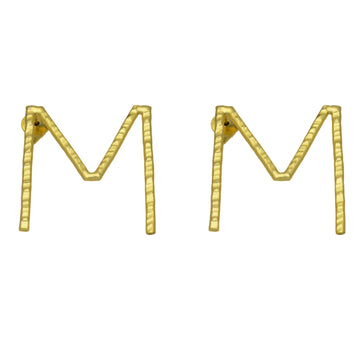 English Alphabet "M" Brass Earring - DeKulture DKW-1343-SEJ