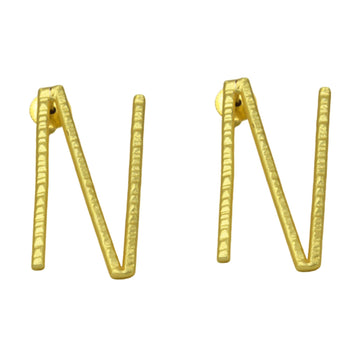 English Alphabet "N" Brass Earring - DeKulture DKW-1346-SEJ