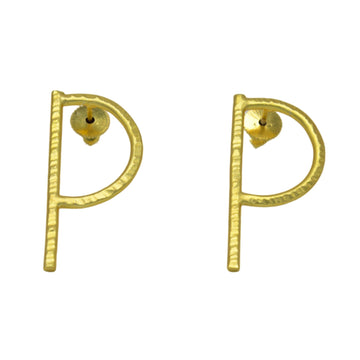 English Alphabet "P" Brass Earring - DeKulture DKW-1340-SEJ